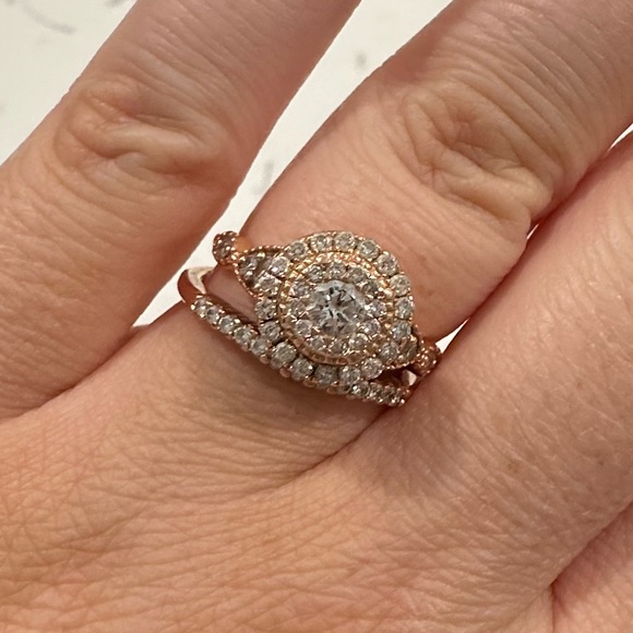 Rose Gold Engagement and Wedding Ring set